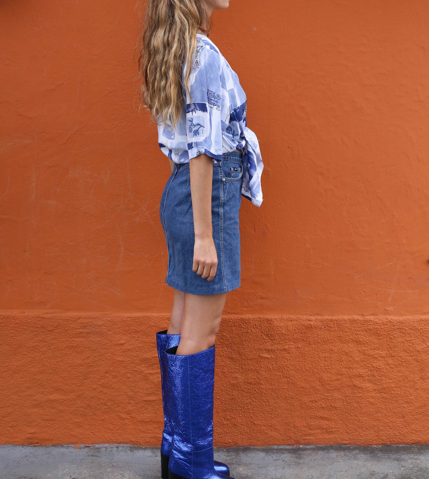 Vintage Blue Print Tunic - Artsy & Flowy Women's Top