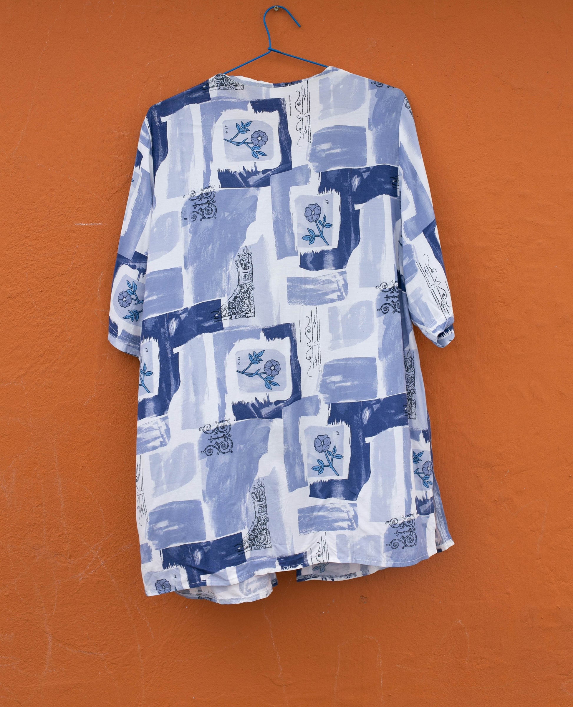 Vintage Blue Print Tunic - Artsy & Flowy Women's Top