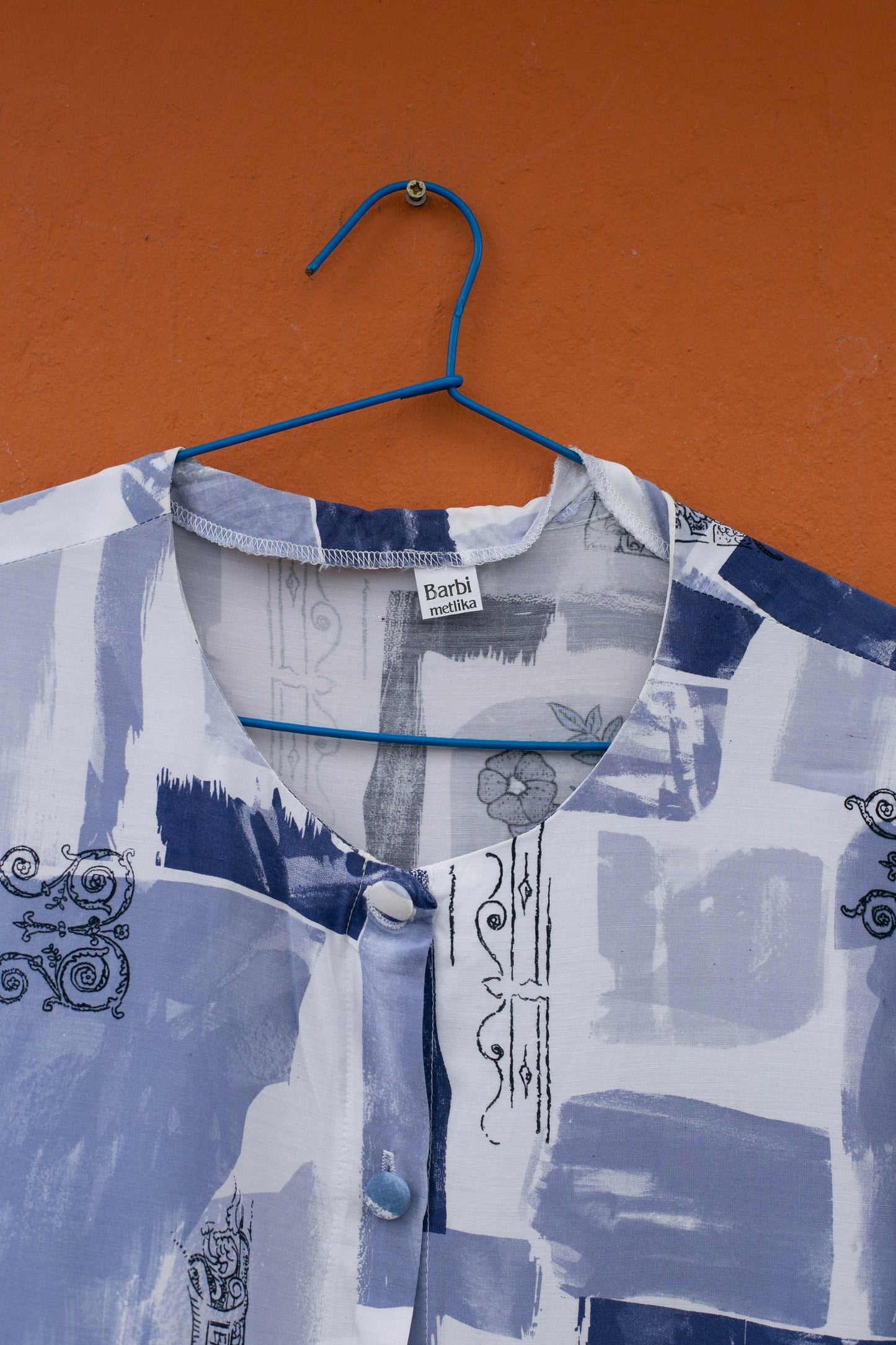 Vintage Blue Print Tunic - Artsy & Flowy Women's Top