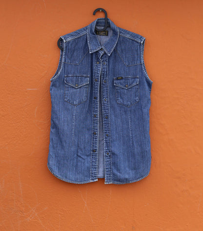 Vintage Lee Sleeveless Denim Vest | Y2K Jean Jacket Layer | Size S