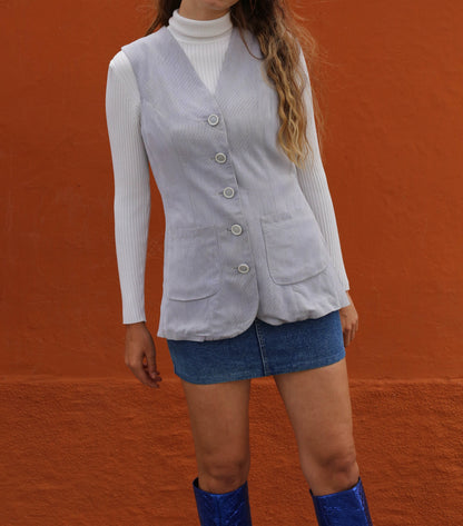 Grey Vintage 80s Gilet Vest, Italian Waistcoat