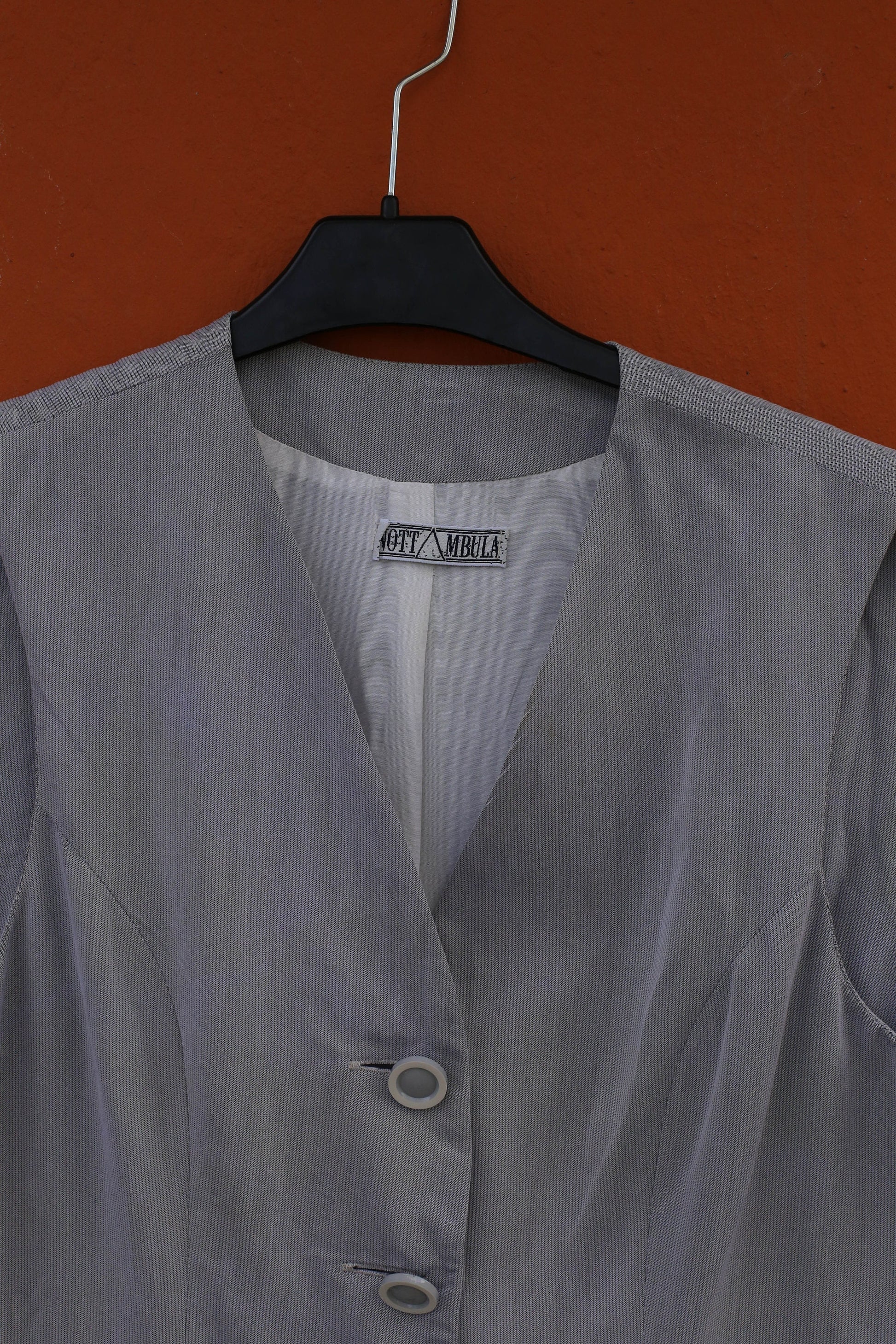 Grey long women gilet, Sleeveless jacket, Vintage 80s waistcoat, Retro light academia clothing