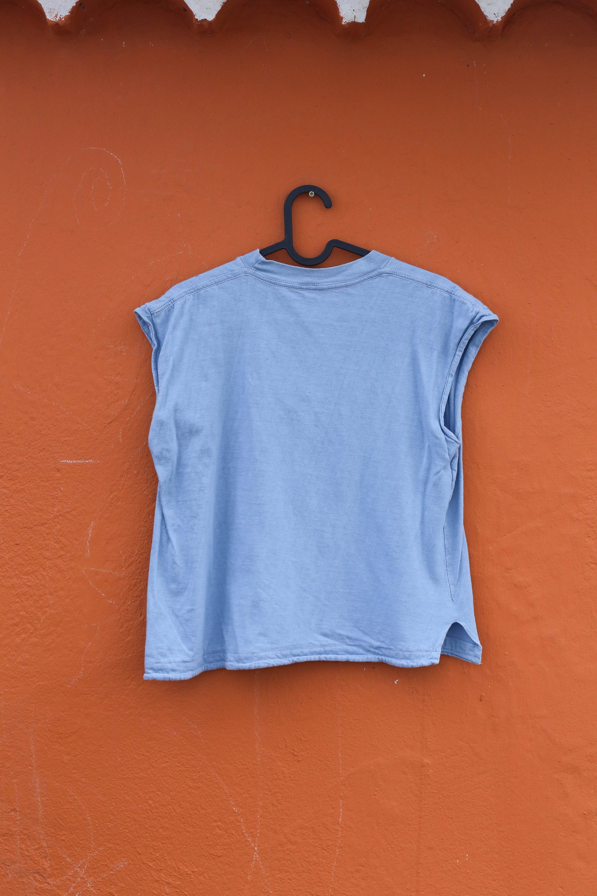 Vintage Reebok cap sleep camisole, Retro 90s Classic Light Blue Crew Neck T-Shirt, Logo Tee, Light blue boxy fit t shirt with - S