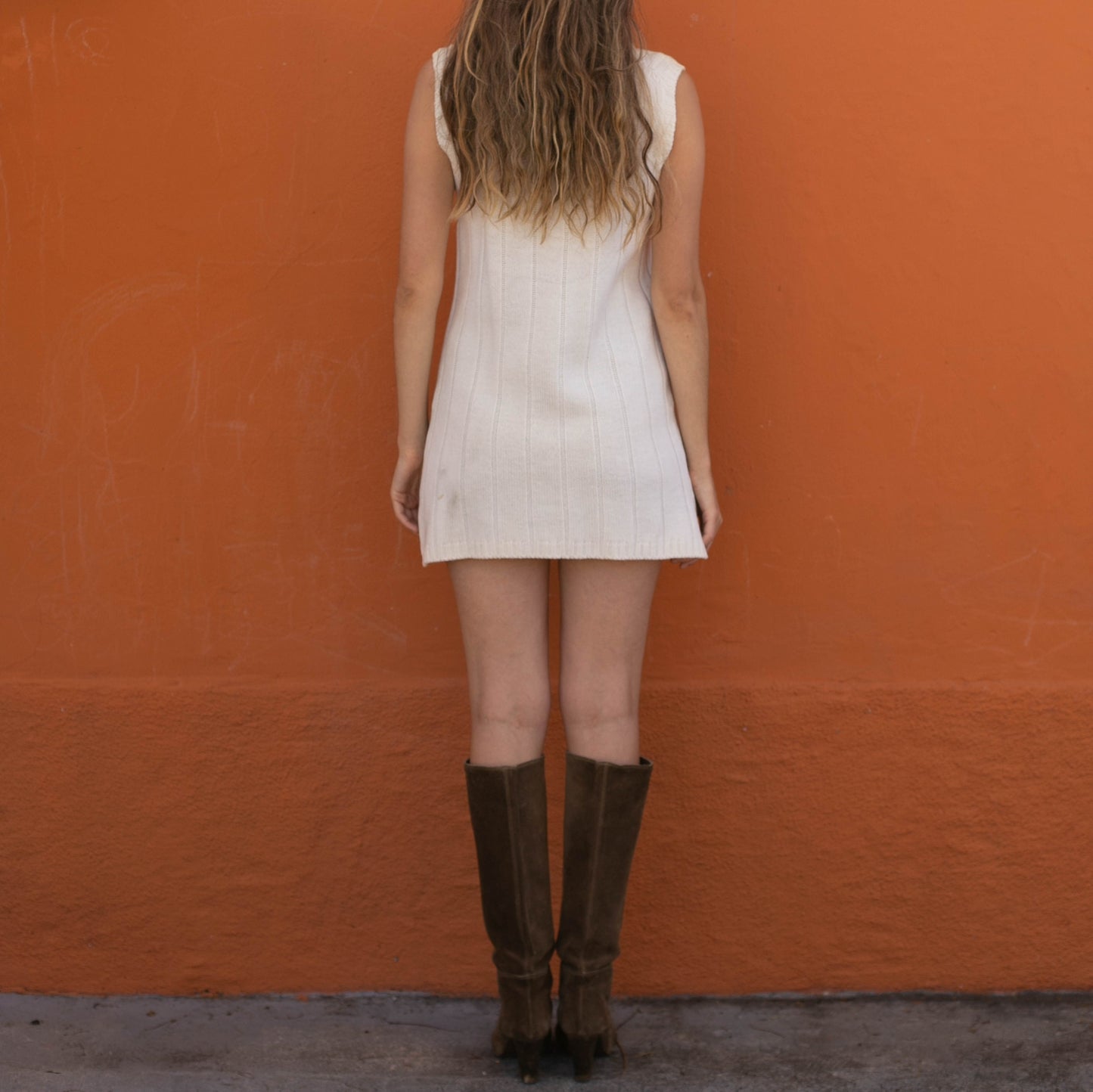 Vintage wool button up dress, Sleeveless rustic chic miniDress, Earthy mediterranean clothing, Size 10–12