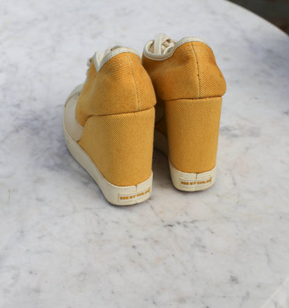 Vintage See By Chloé Yellow Wedge Sneakers — additional view 9