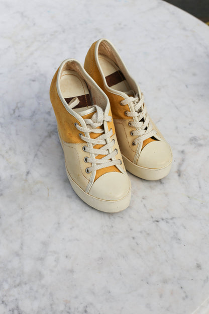 Vintage See By Chloé Yellow Wedge Sneakers — additional view 6