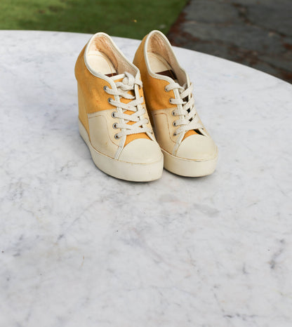 Vintage See By Chloé Yellow Wedge Sneakers