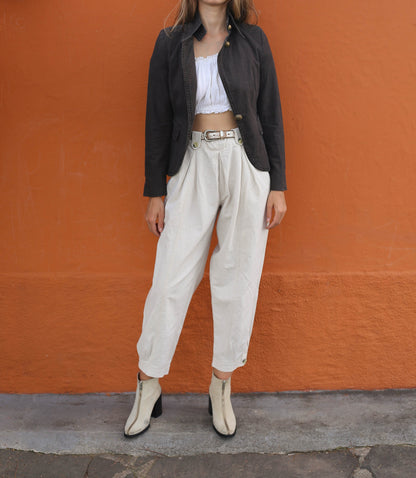 Cropped Brown Pinstripe Blazer — additional view 5