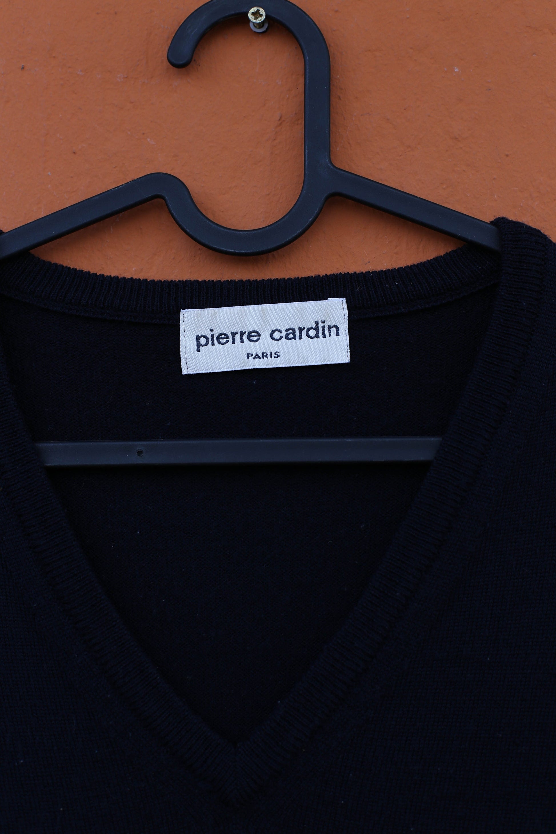 Pierre Cardin Navy Vintage Sweater Vest – Dark Academia Style Wool Blend Unisex Knit