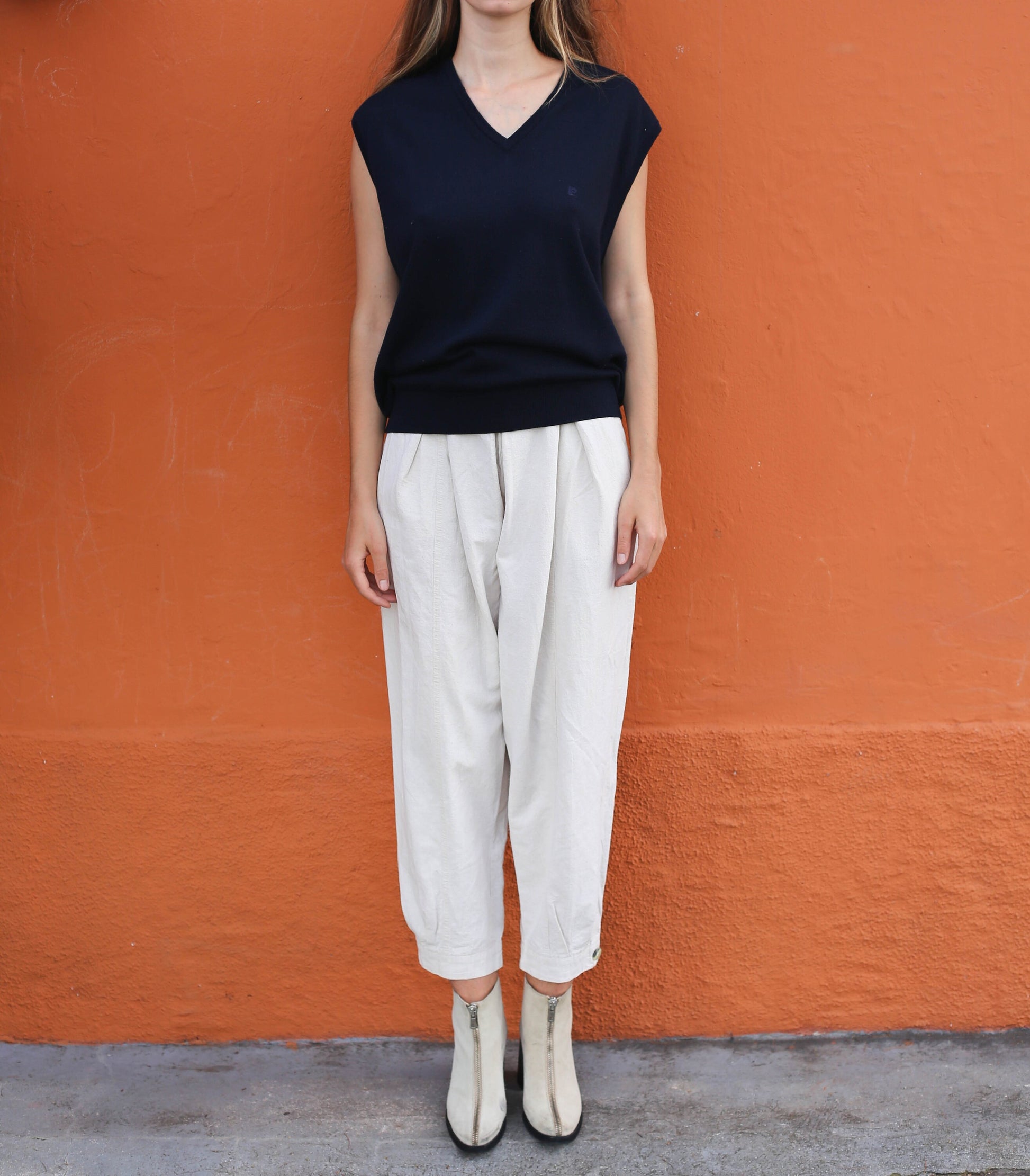 Pierre Cardin Navy Vintage Sweater Vest – Dark Academia Style Wool Blend Unisex Knit