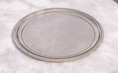 Silver Plated Round Serving Dish — detail