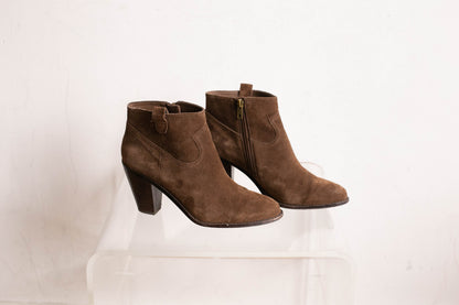 Ash Brown Suede Ankle Boots — detail