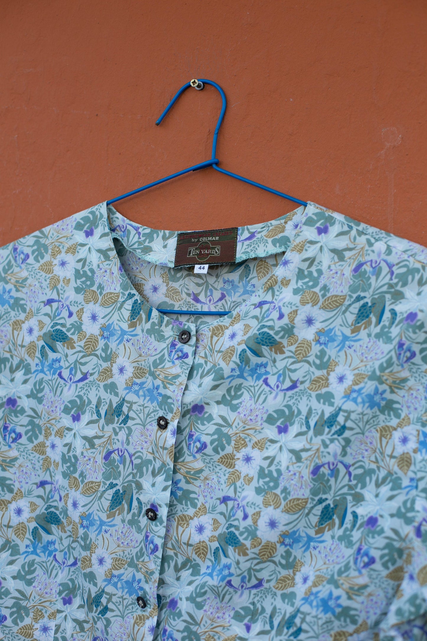 Floral vintage women's blouse, Retro flower pattern shirt, Cute summer top, Long sleeve button up, Feminine shirt