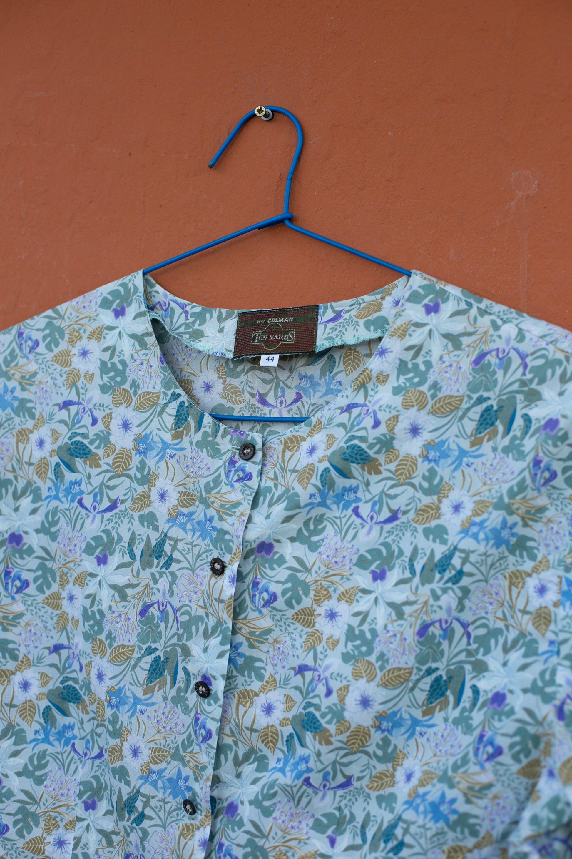 Floral vintage women's blouse, Retro flower pattern shirt, Cute summer top, Long sleeve button up, Feminine shirt