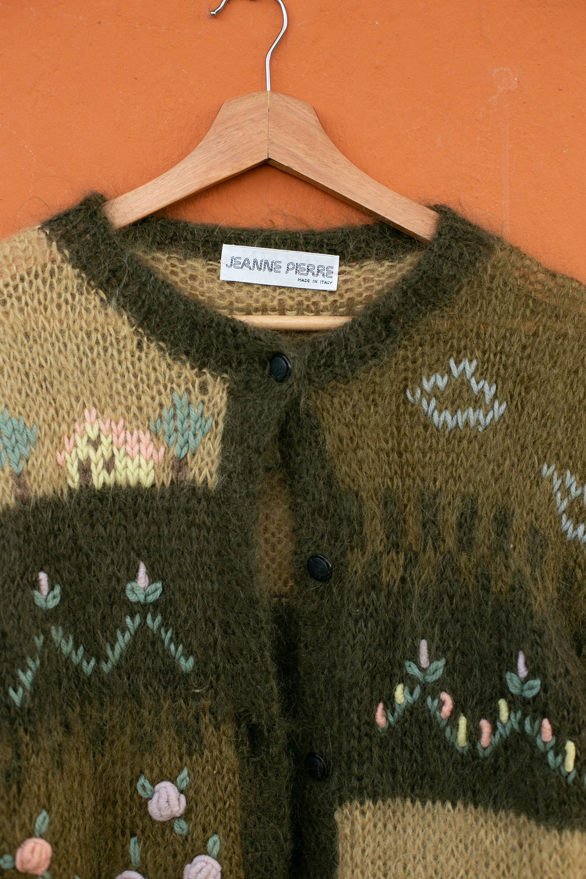 Jeanne Pierre Italian Mohair Blend Cardigan – Cozy Craftsmanship, Cottage core wool sweater, Après-ski Handmade winter design jumper, Size M