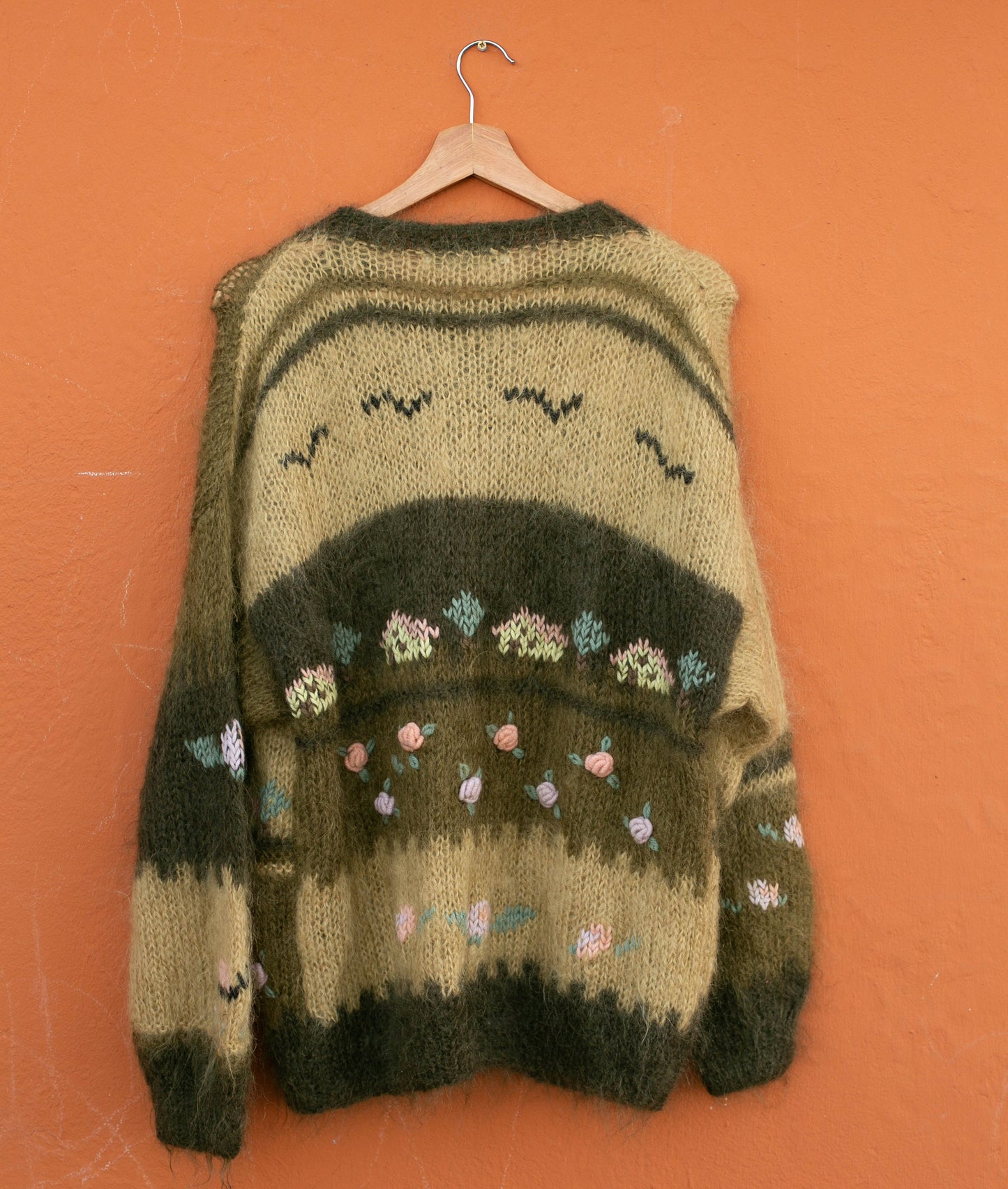 Jeanne Pierre Italian Mohair Blend Cardigan – Cozy Craftsmanship, Cottage core wool sweater, Après-ski Handmade winter design jumper, Size M