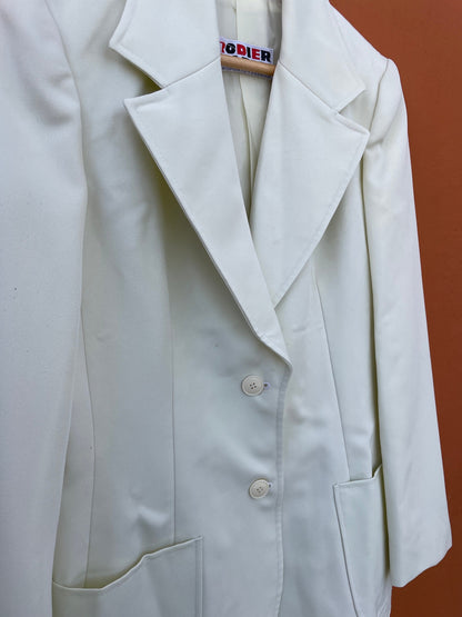 Off White Vintage Rodier Paris Blazer, Elegant Summer Jacket