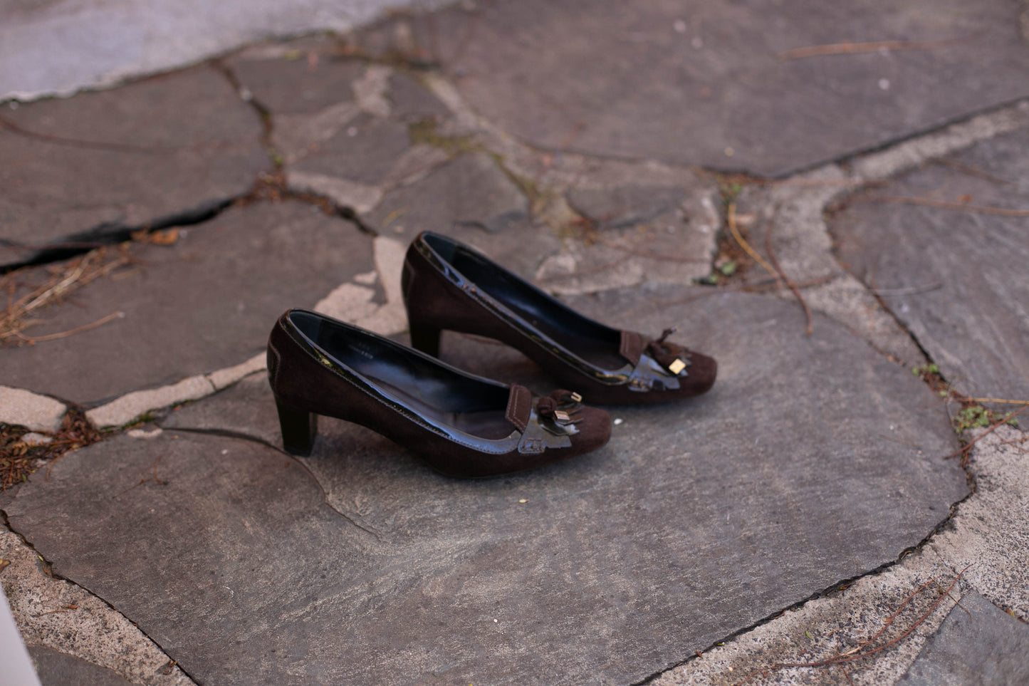 Vintage suede Tod's high heels, Comfortable dark brown designer shoe size 38.5, Summer pumps