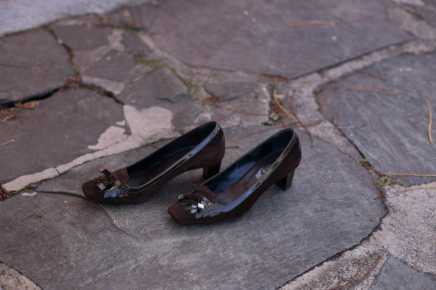Vintage suede Tod's high heels, Comfortable dark brown designer shoe size 38.5, Summer pumps