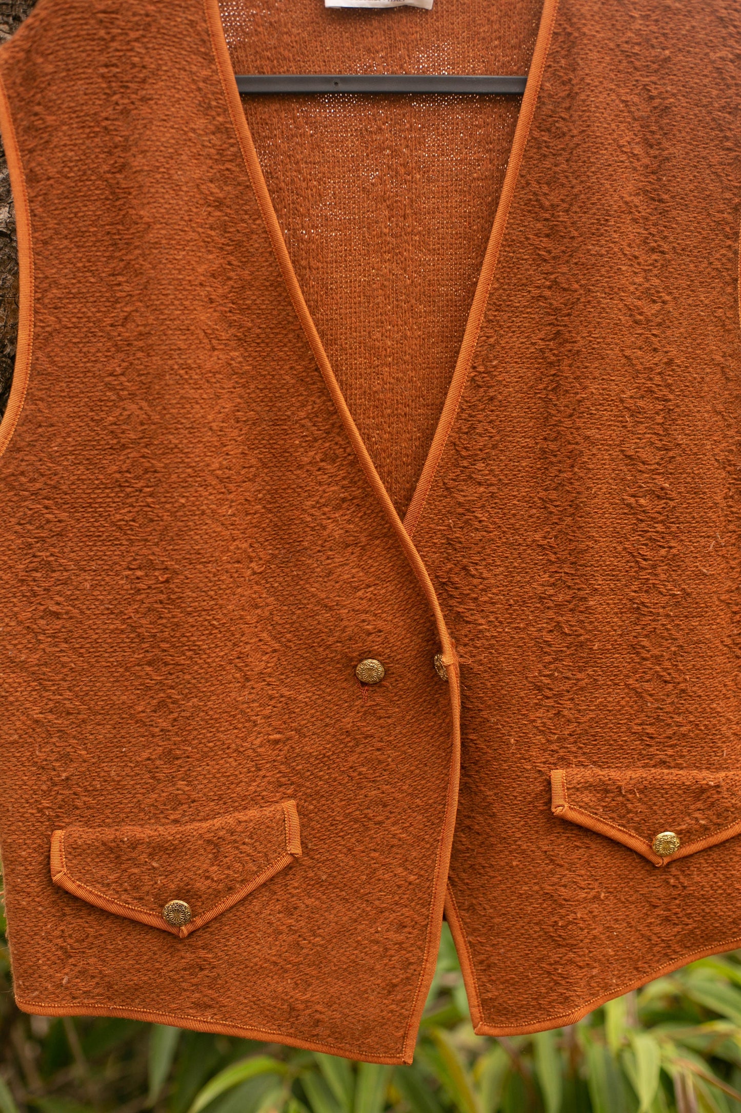 Italian Wool-Angora Vest, Copper orange vintage waistcoat, Paquito Bologna Italy Ochre woman gilet, cozy quality knitwear