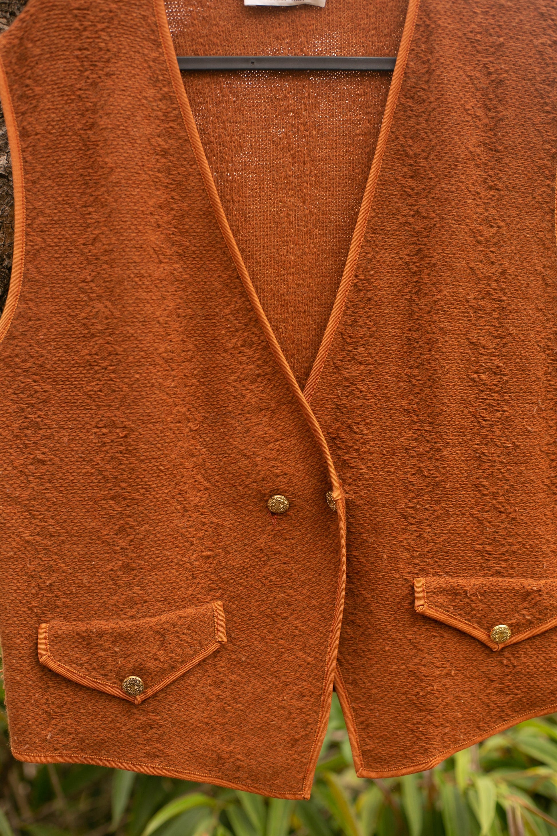 Italian Wool-Angora Vest, Copper orange vintage waistcoat, Paquito Bologna Italy Ochre woman gilet, cozy quality knitwear