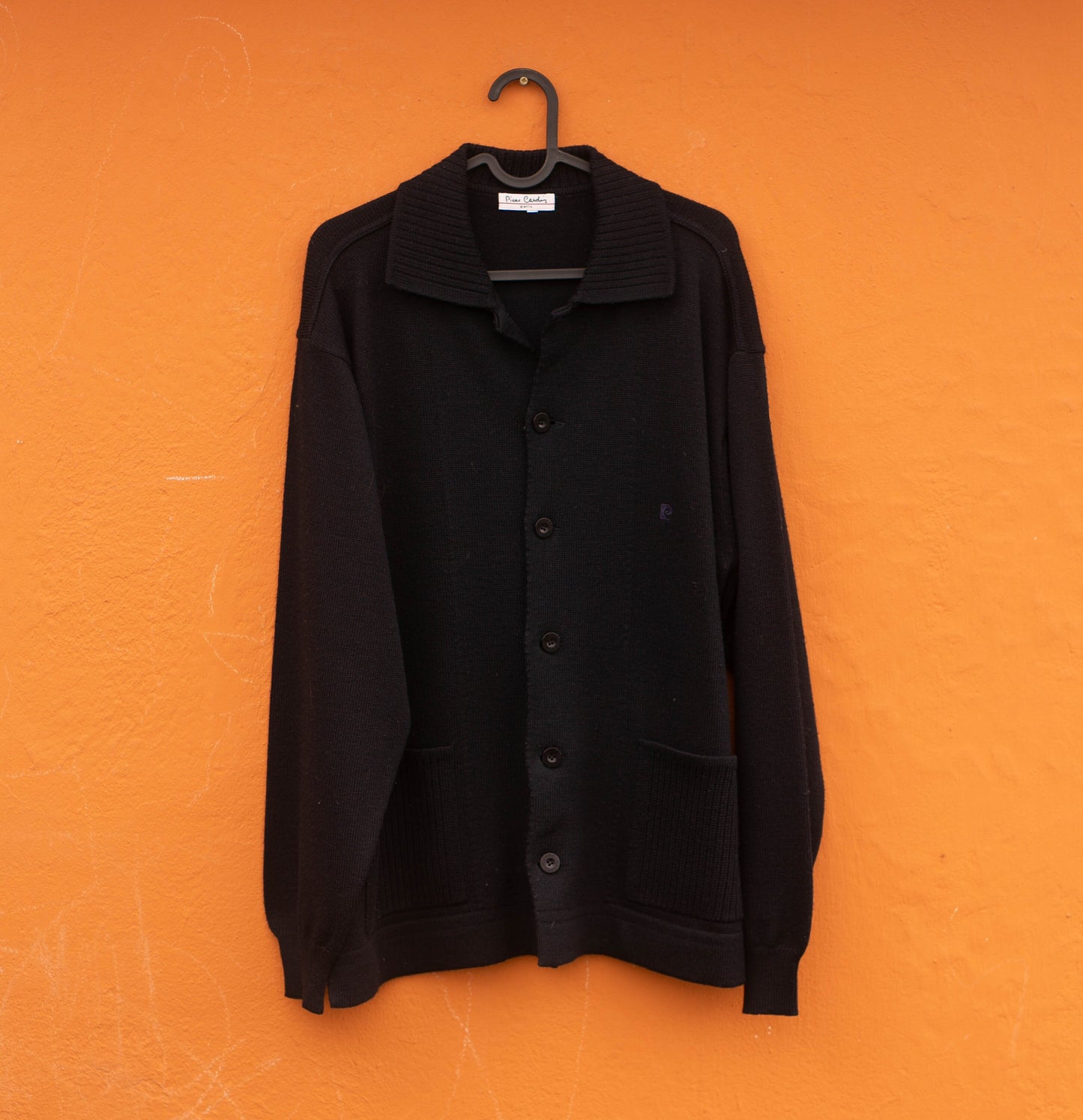 Vintage Pierre Cardin Navy blue cardigan, Dark Academia aesthetic jumper, Unisex wool winter clothing, Parisian Chic Cardigan