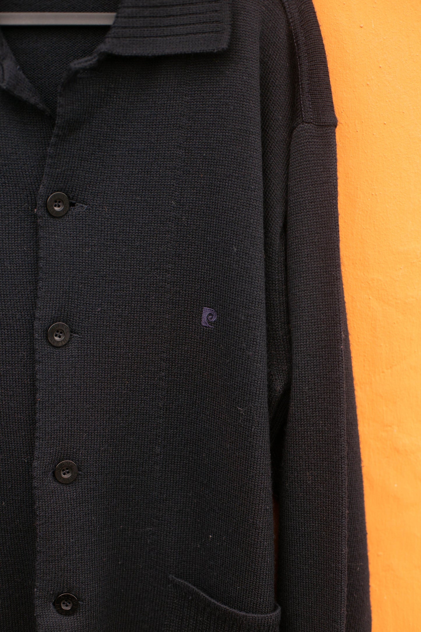 Vintage Pierre Cardin Navy blue cardigan, Dark Academia aesthetic jumper, Unisex wool winter clothing, Parisian Chic Cardigan