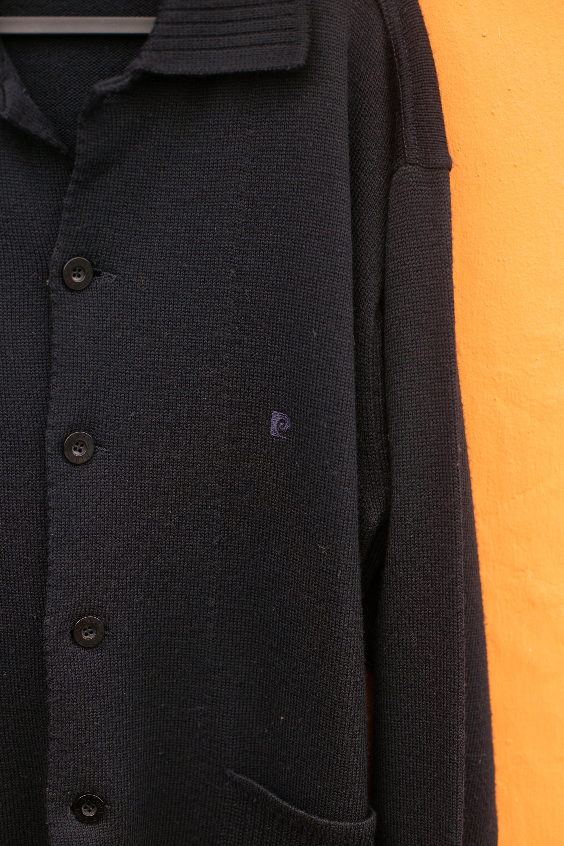 Vintage Pierre Cardin Navy blue cardigan, Dark Academia aesthetic jumper, Unisex wool winter clothing, Parisian Chic Cardigan