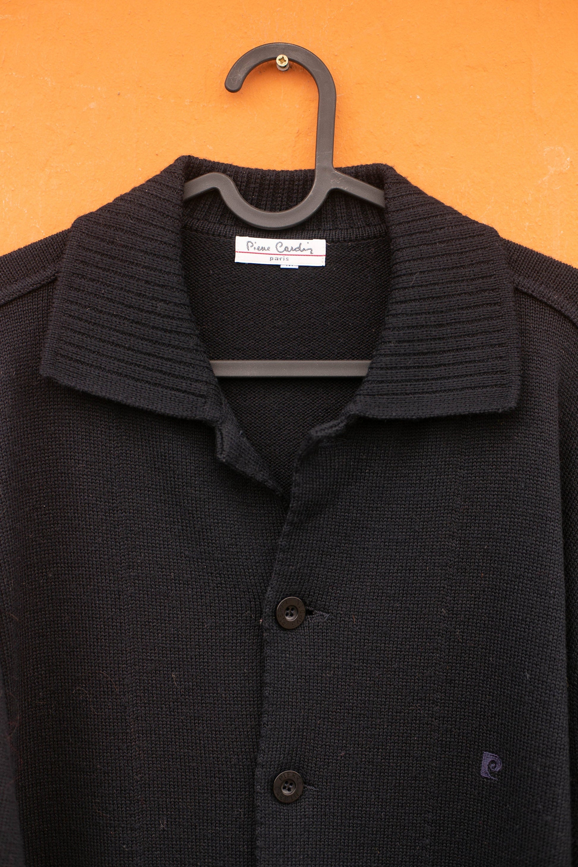 Vintage Pierre Cardin Navy blue cardigan, Dark Academia aesthetic jumper, Unisex wool winter clothing, Parisian Chic Cardigan