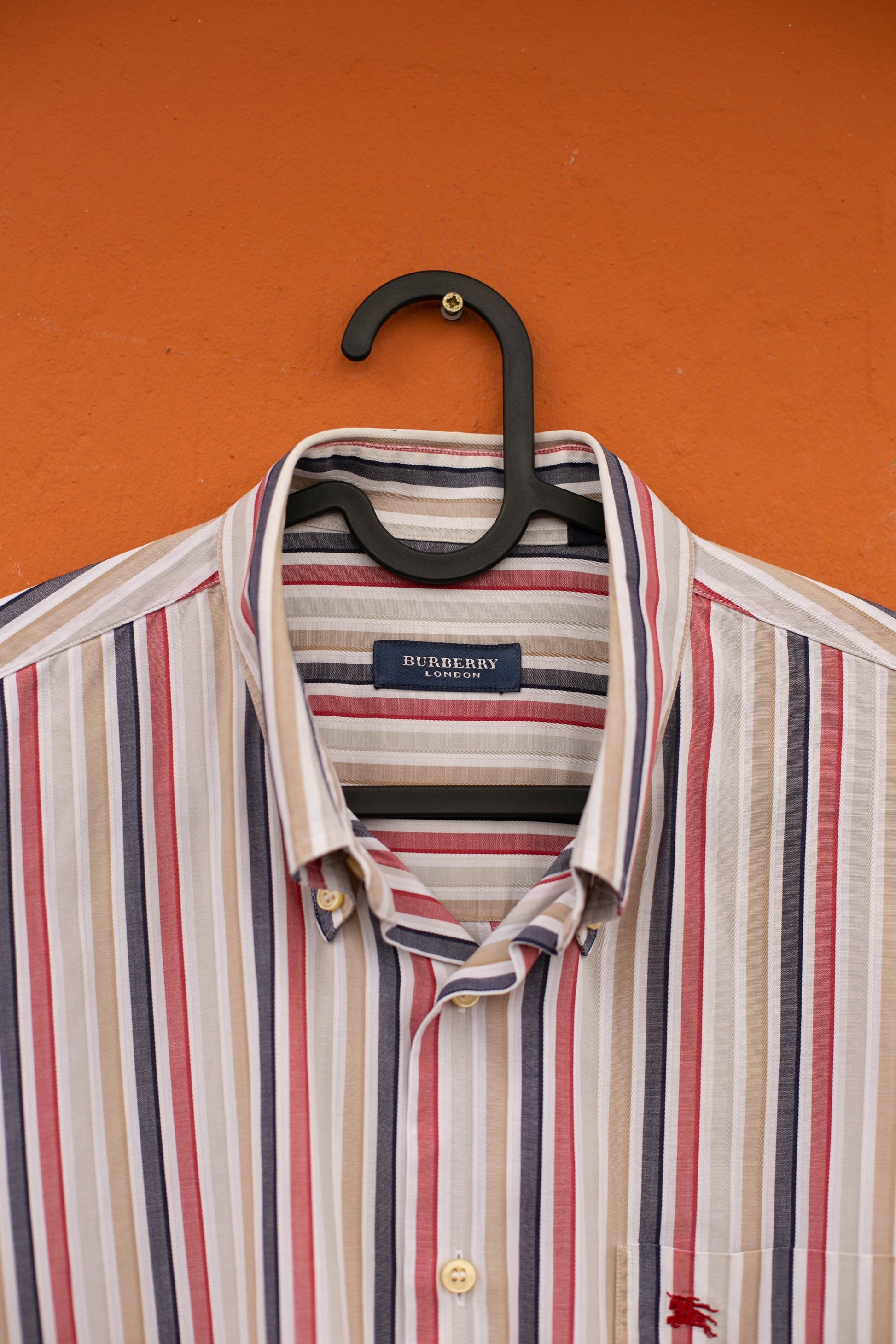 Vintage Burberry London striped Oxford shirt, Colourful men's button up blouse, Smart long sleeve oversized summer shirt, US 2X