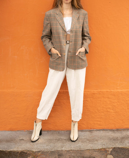 Vintage Wool Plaid Blazer — detail