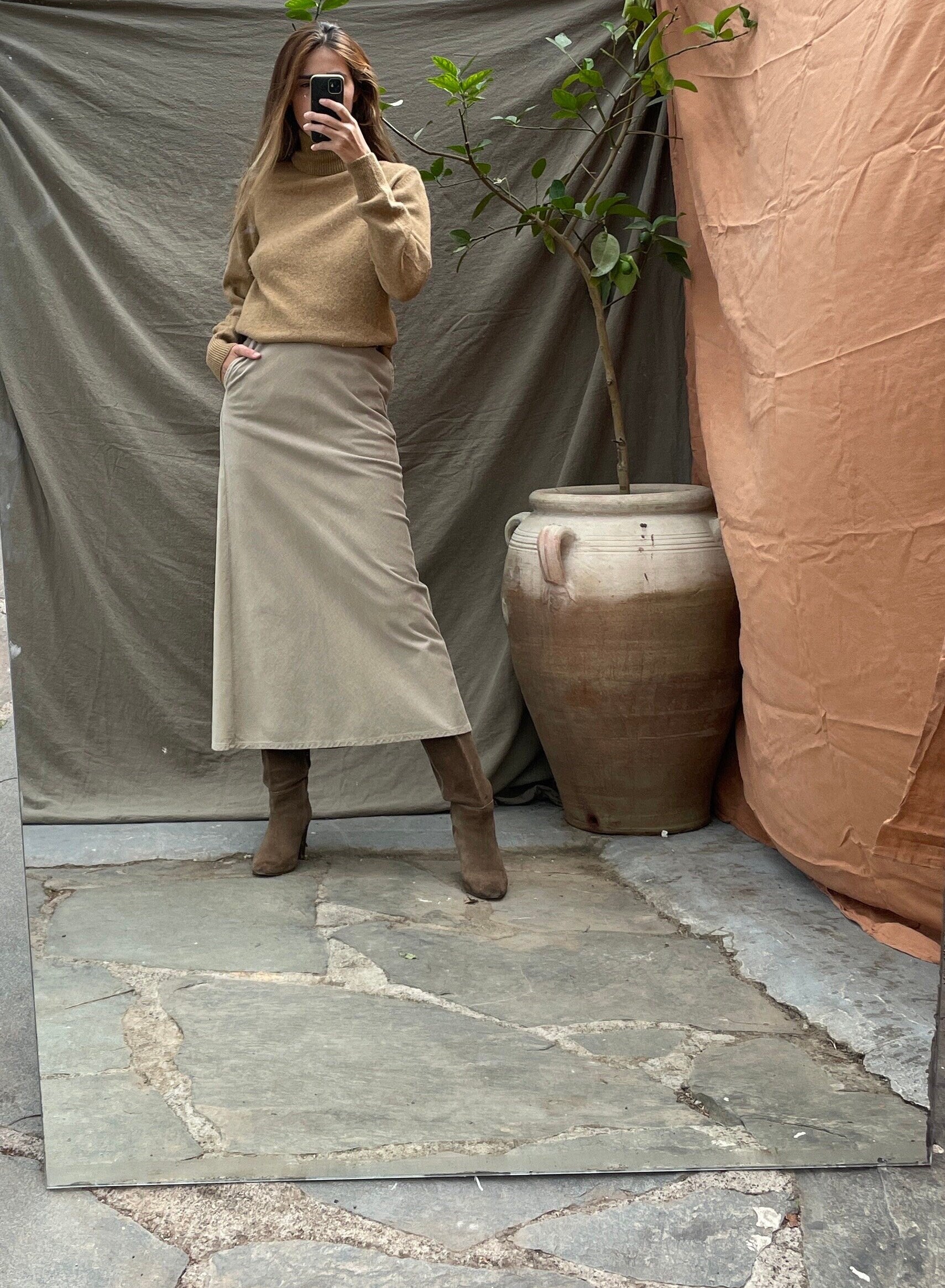 Light academia aesthetic jumper, Smart tan turtleneck jumper, Classic Wool Turtleneck Pullover in Tan