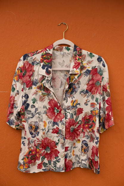 Vintage Floral Linen Blend Blouse — additional view 8