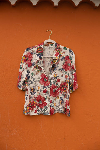 Vintage Floral Linen Blend Blouse — additional view 9