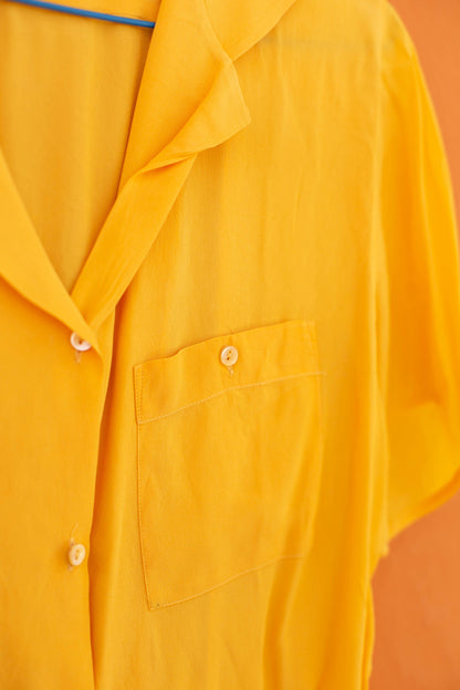 Curry Yellow Silk Blend Vintage Blouse by Saint George