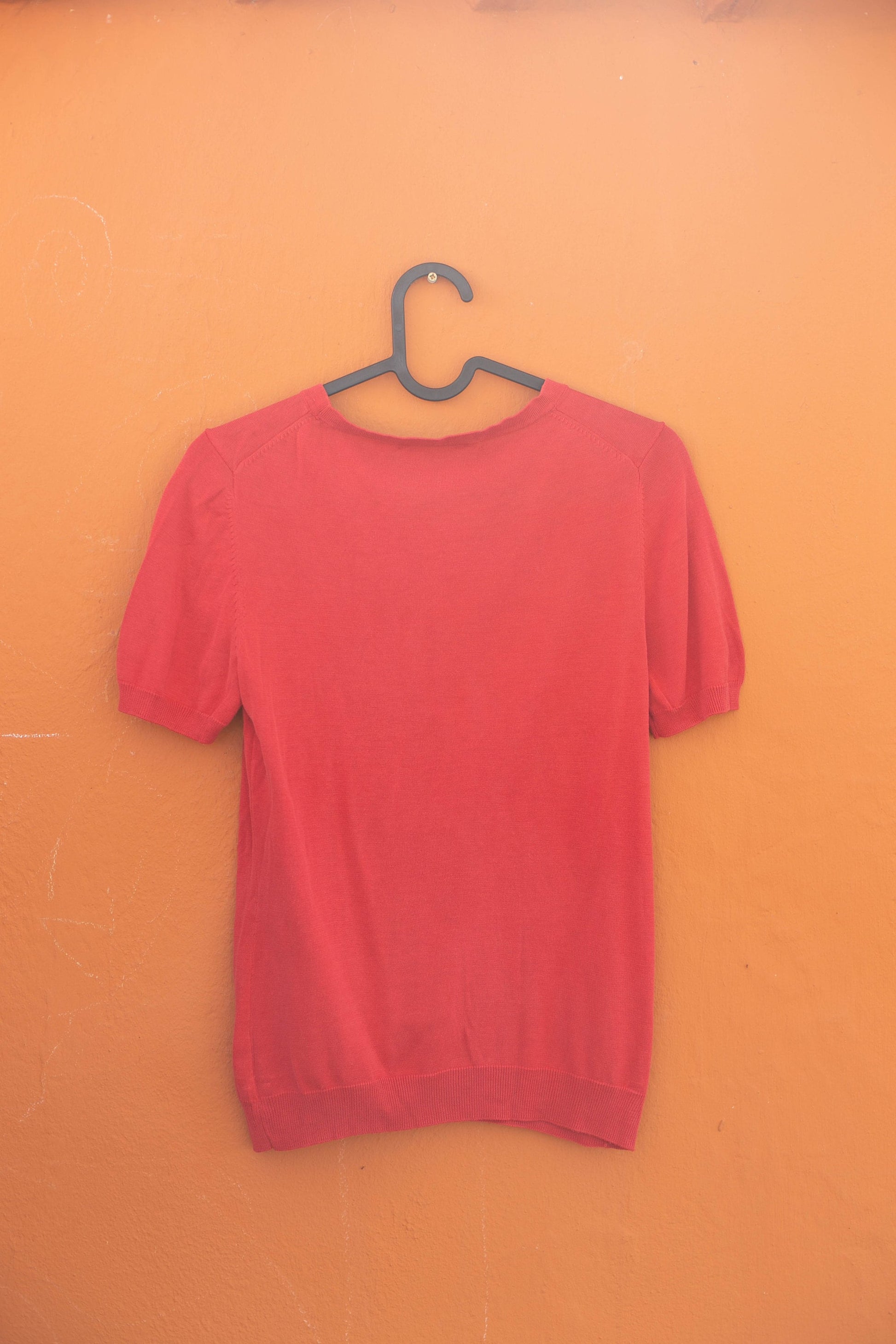 Vintage Carolina Herera red short sleeve summer t-shirt, Lightweight casual top, Vintage designer clothing