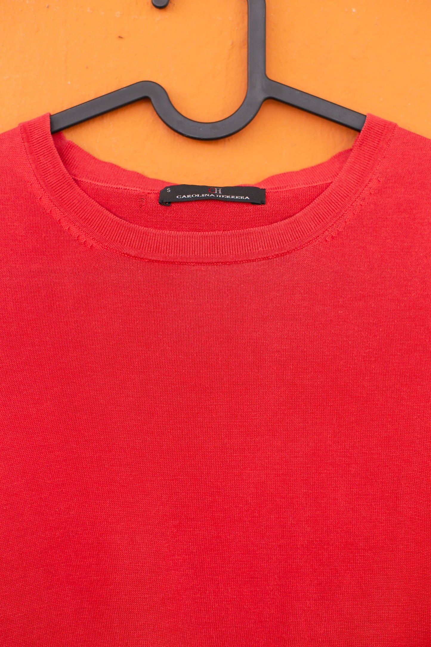 Vintage Carolina Herera red short sleeve summer t-shirt, Lightweight casual top, Vintage designer clothing