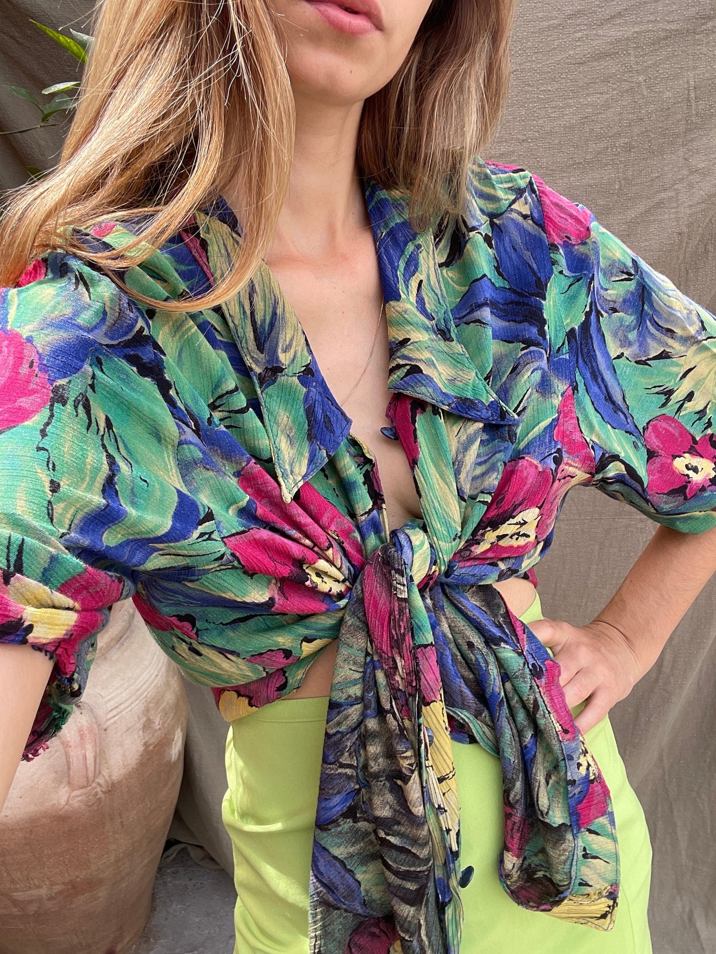 Vintage Oversized Tropical Shirt | Y2K Jungle Print Blouse | Retro Resort Vibes