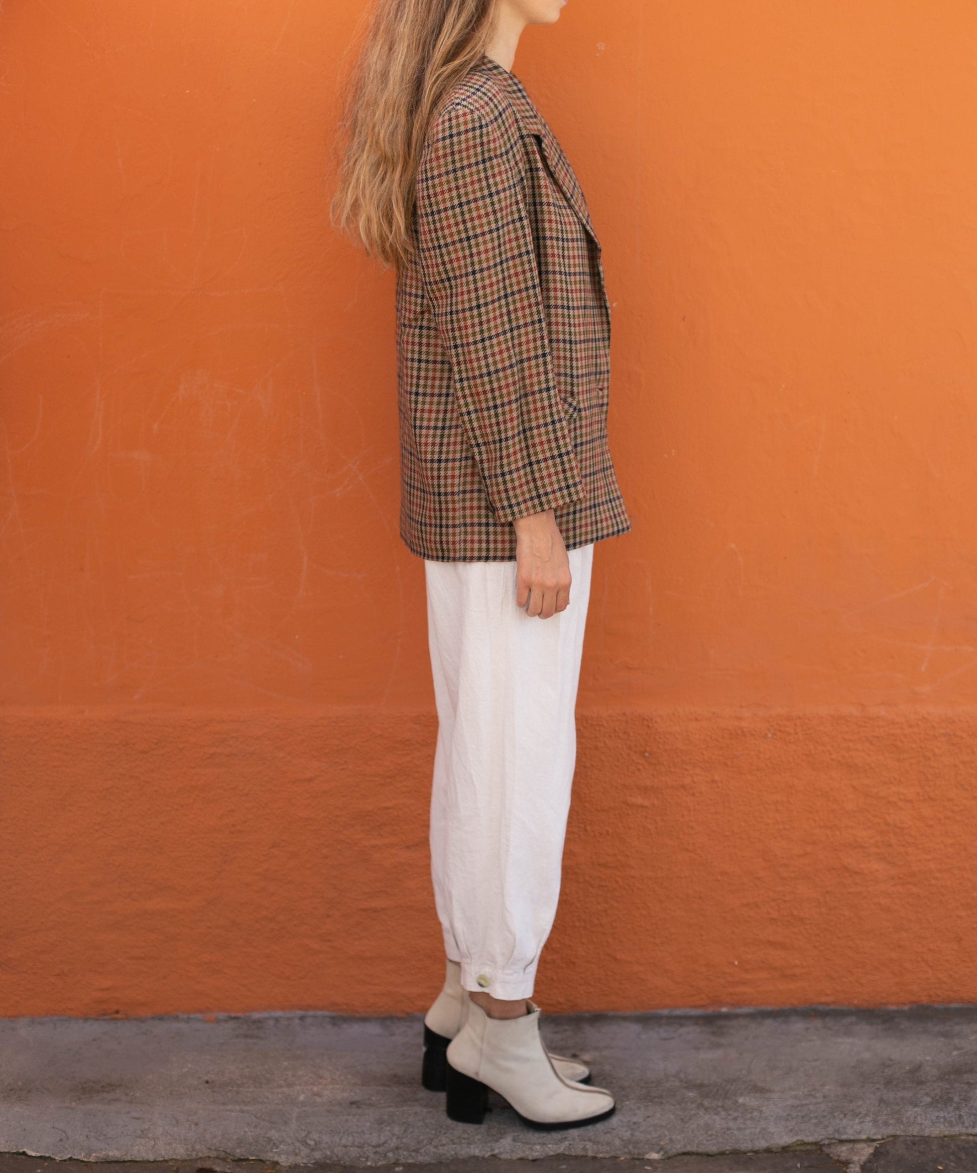 Vintage smart wool plaid women blazer, Shepherd check jacket, Light academia blazer, Retro women's clothing, Wool formal jacket,