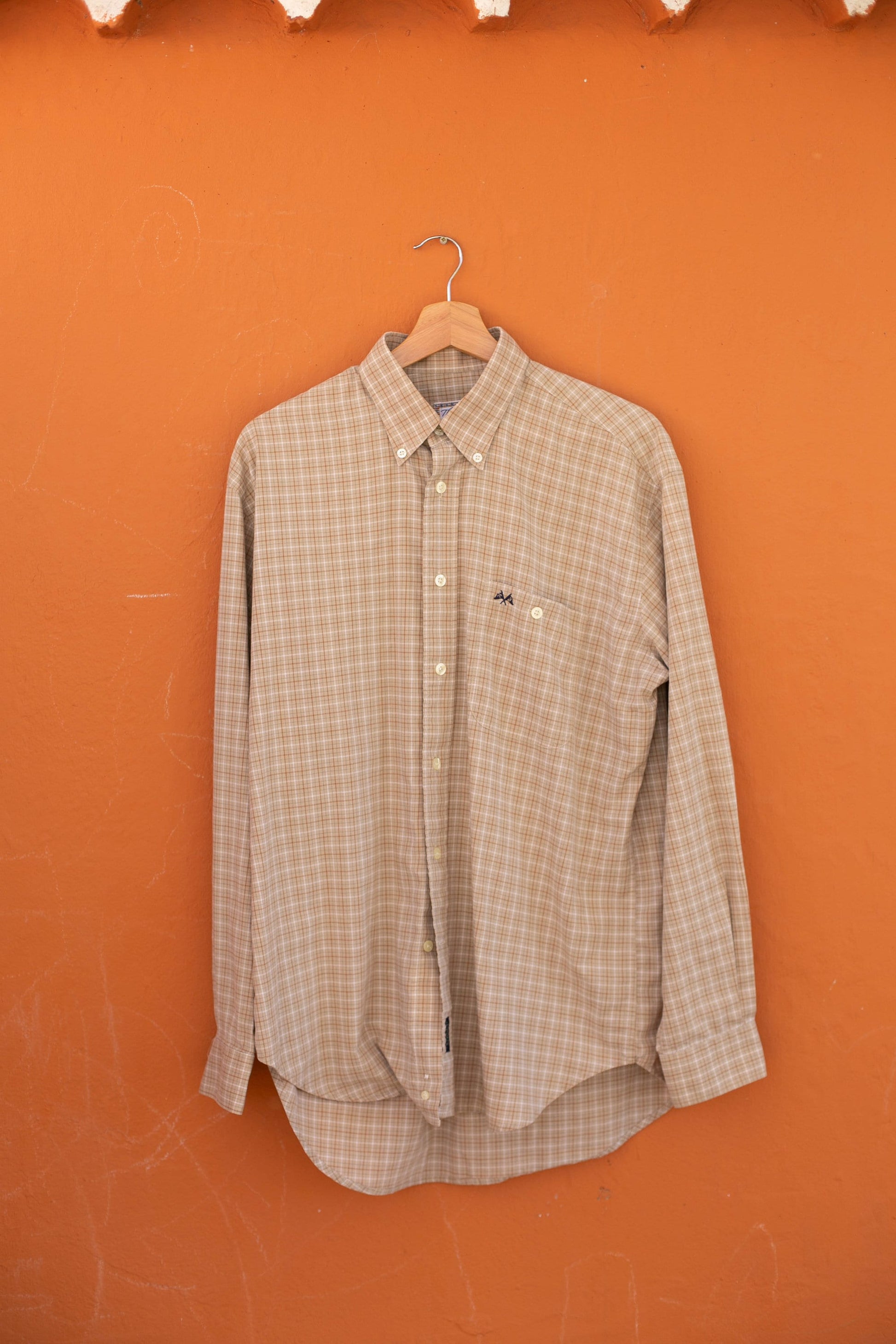 Vintage Thomas Burberry shirt, Beige button up blouse, Smart designer clothing