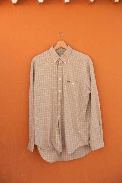 Vintage Thomas Burberry shirt, Beige button up blouse, Smart designer clothing