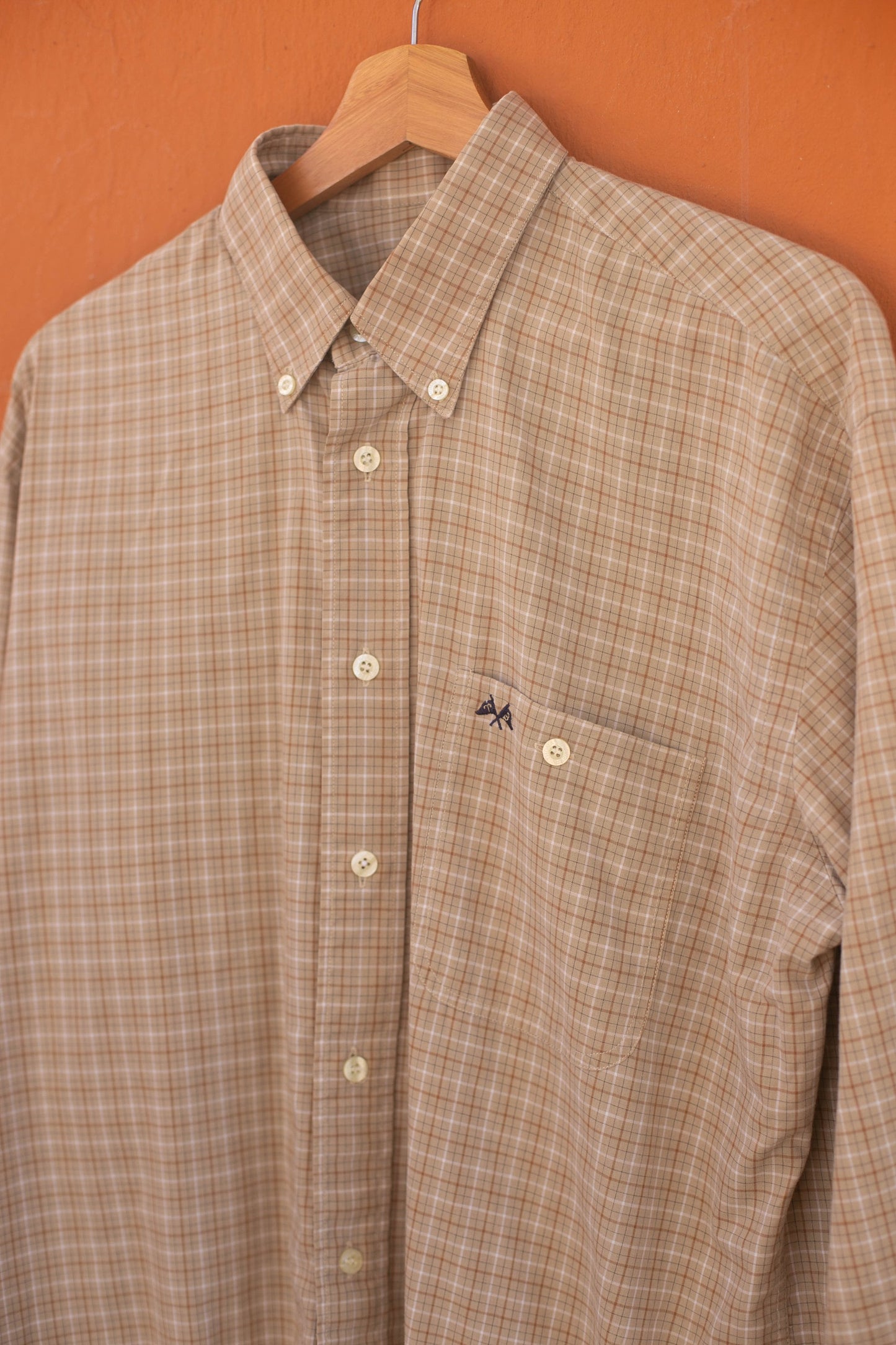 Vintage Thomas Burberry shirt, Beige button up blouse, Smart designer clothing