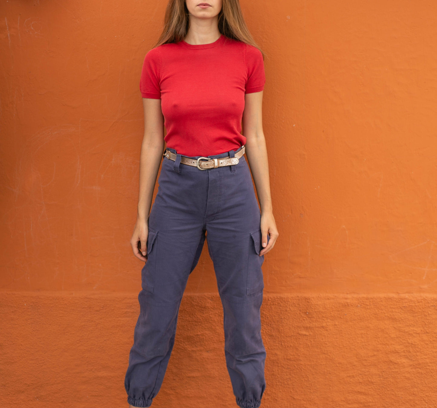 Vintage Carolina Herera red short sleeve summer t-shirt, Lightweight casual top, Vintage designer clothing