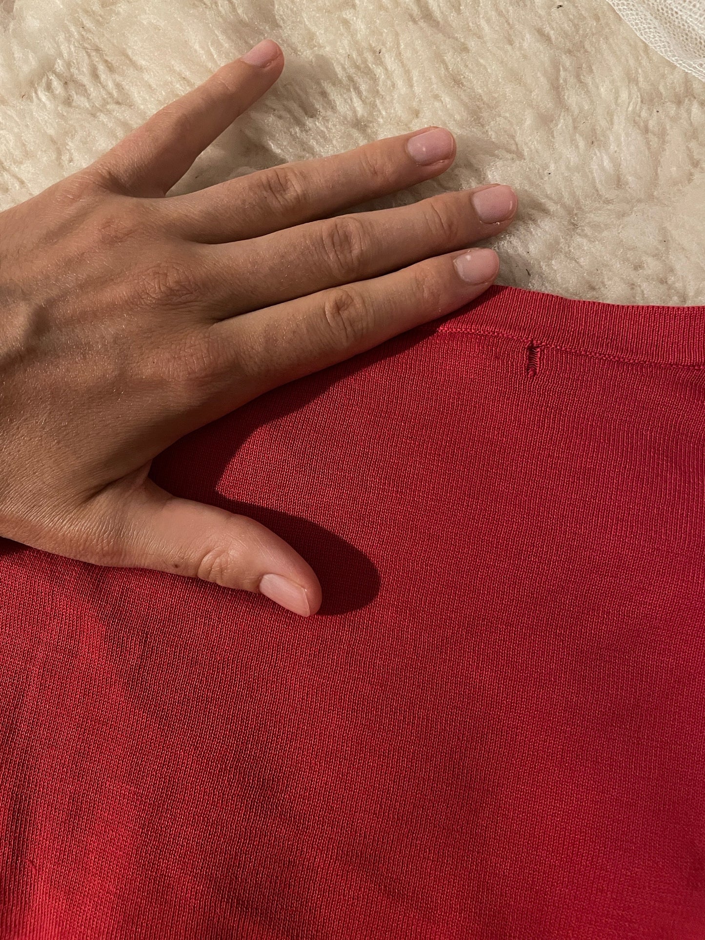 Vintage Carolina Herera red short sleeve summer t-shirt, Lightweight casual top, Vintage designer clothing