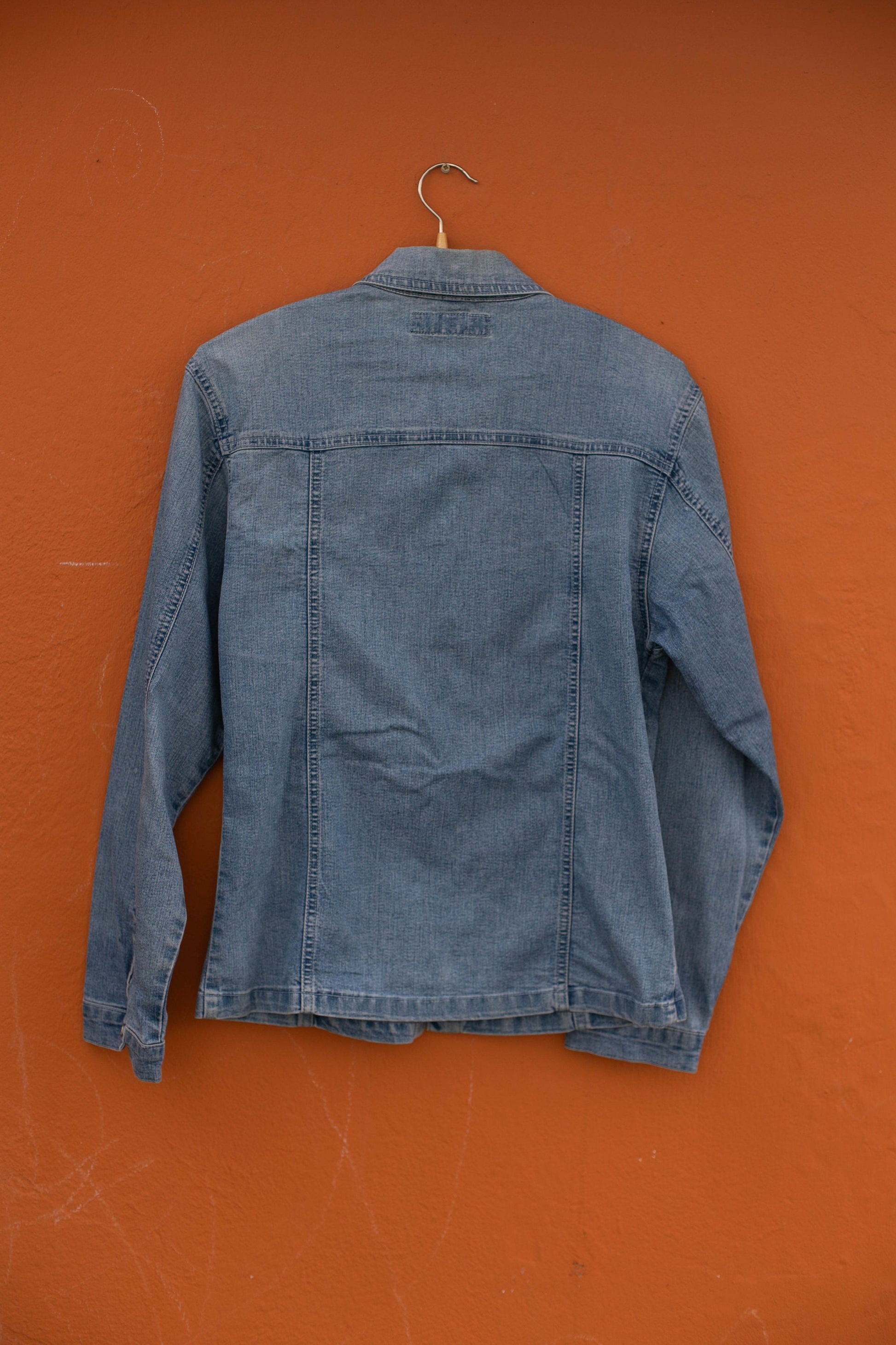 Y2k denim on denim blouse, 80s Vintage jeans shirt, 90s aesthetic, M