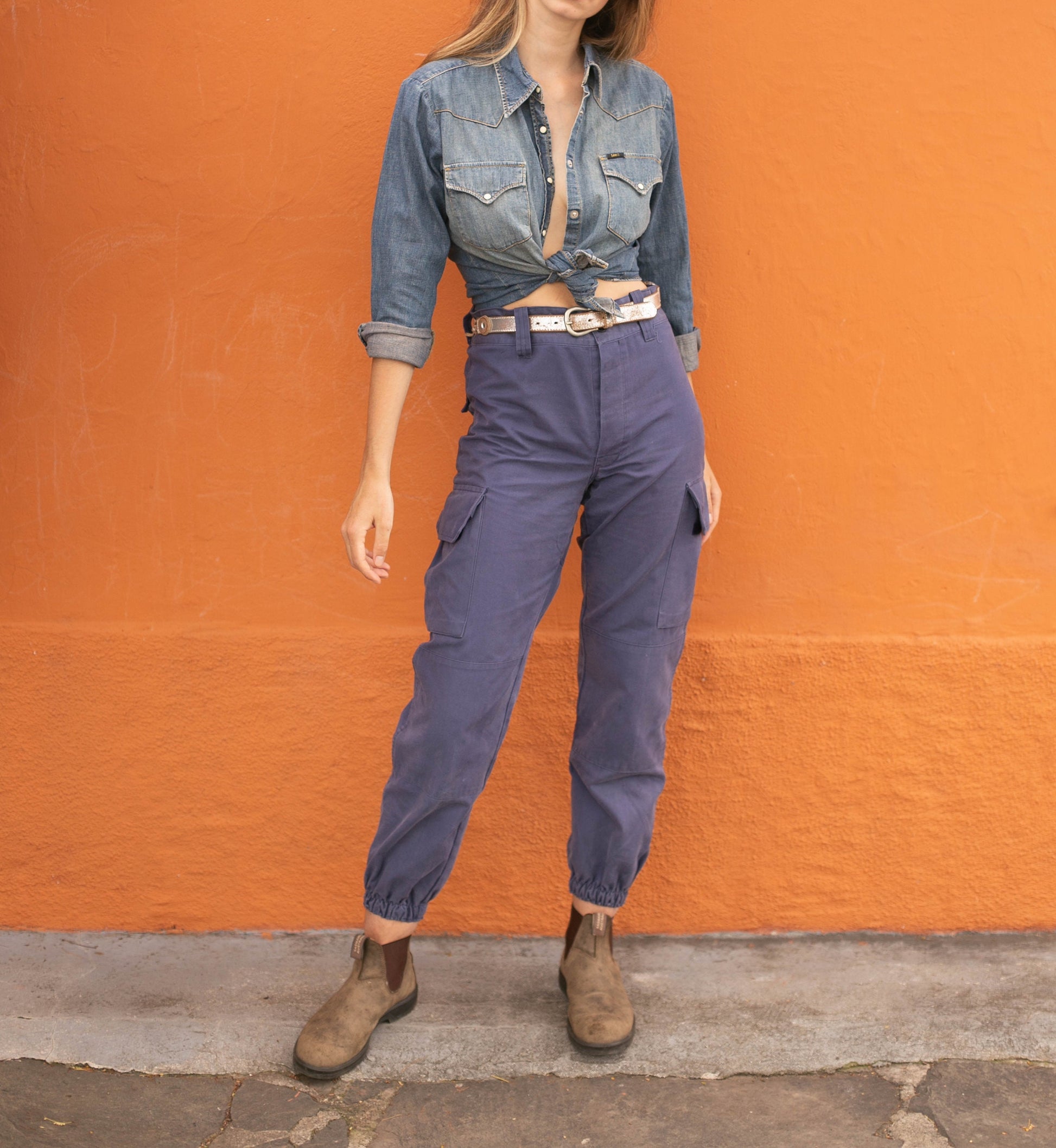 Lee Vintage button up, denim blue woman shirt, Jeans blouse, Retro aesthetic,