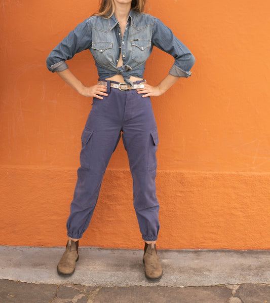 Lee Vintage button up, denim blue woman shirt, Jeans blouse, Retro aesthetic,