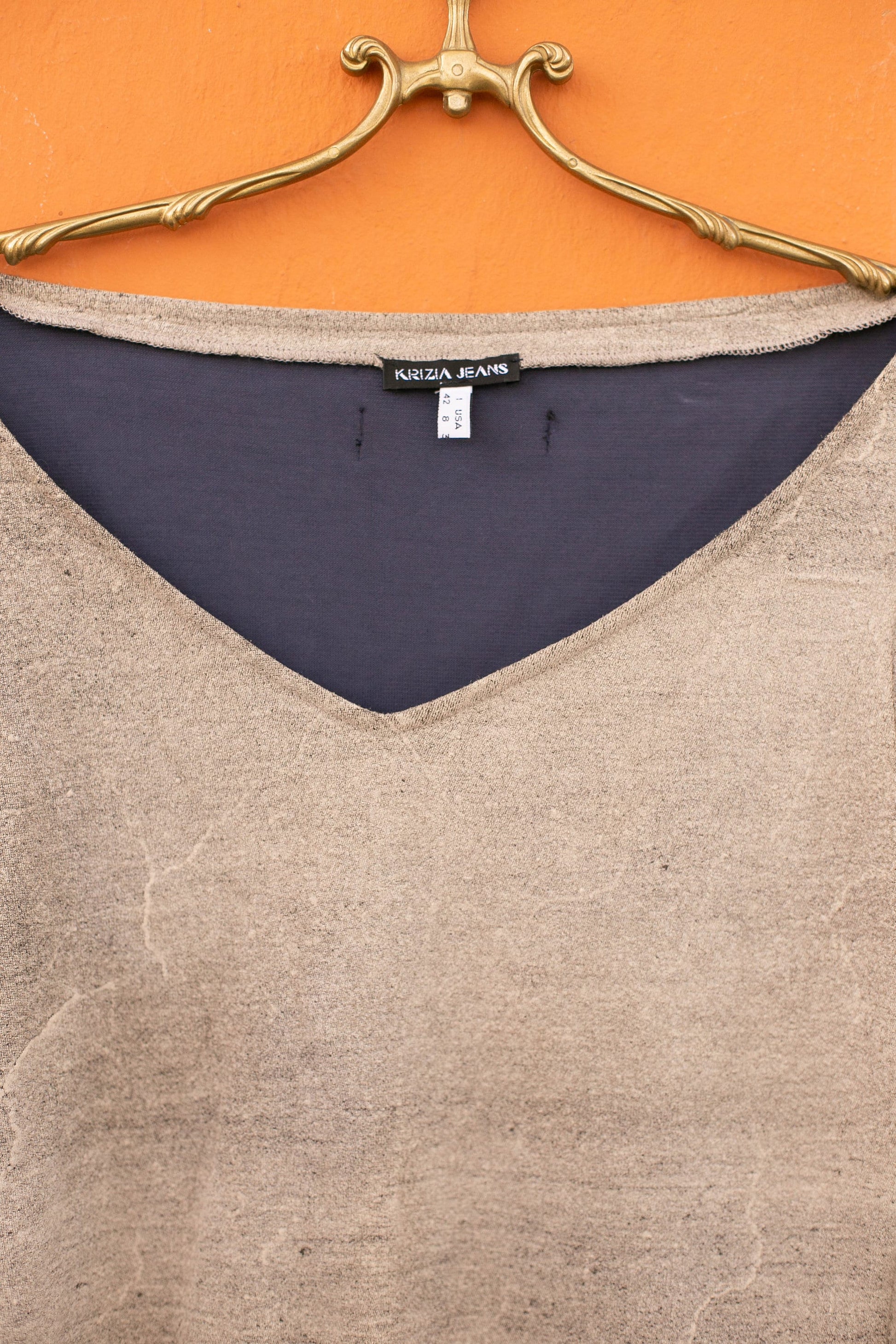 Designer Vintage Grey Shirt by Krizia Jeans: 90s Retro Sophistication & Timeless Charm