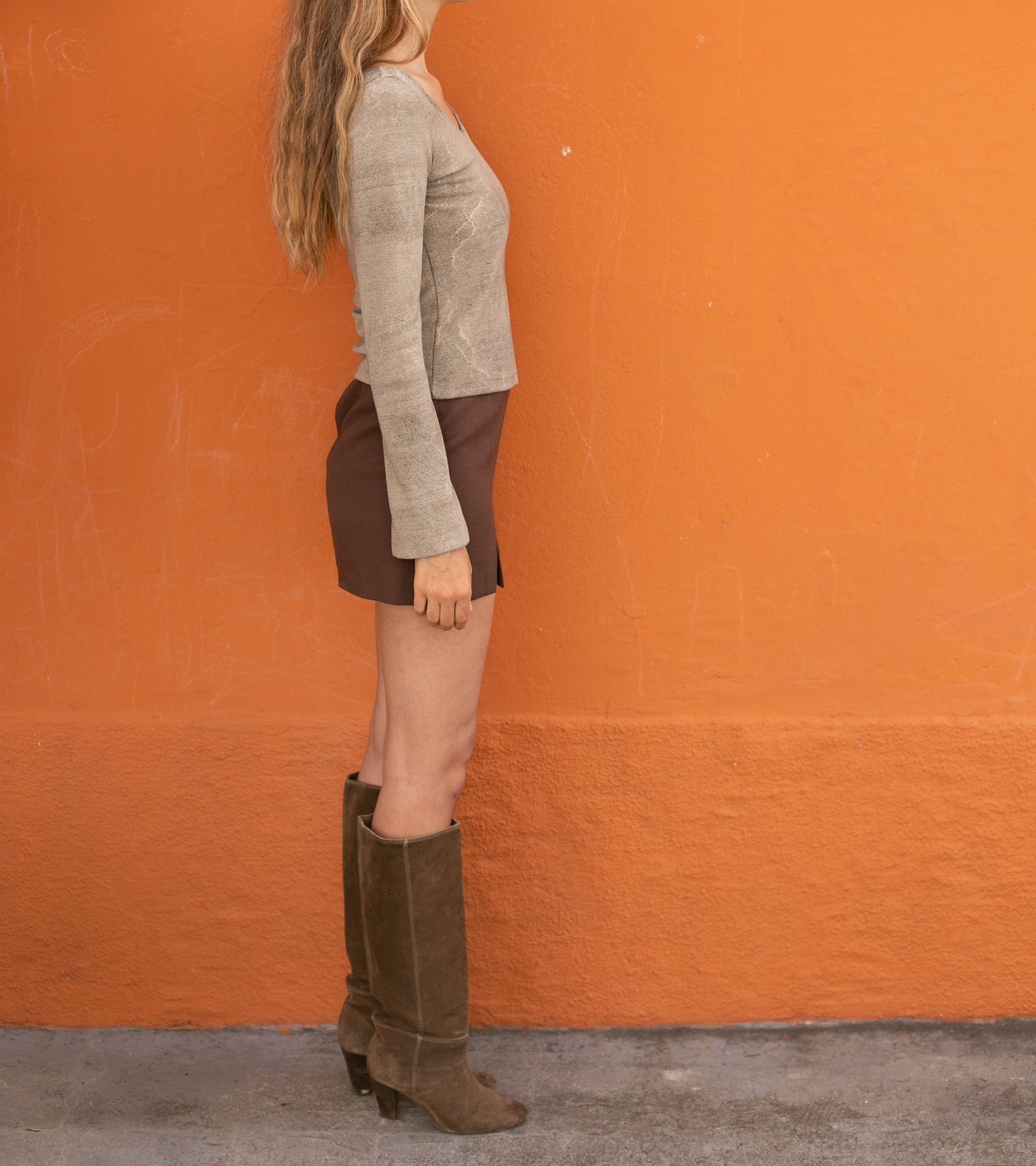 Designer Vintage Grey Shirt by Krizia Jeans: 90s Retro Sophistication & Timeless Charm
