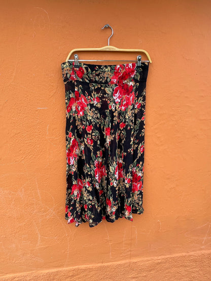 Black Floral Sheer Midi Skirt - Romantic Summer Fashion